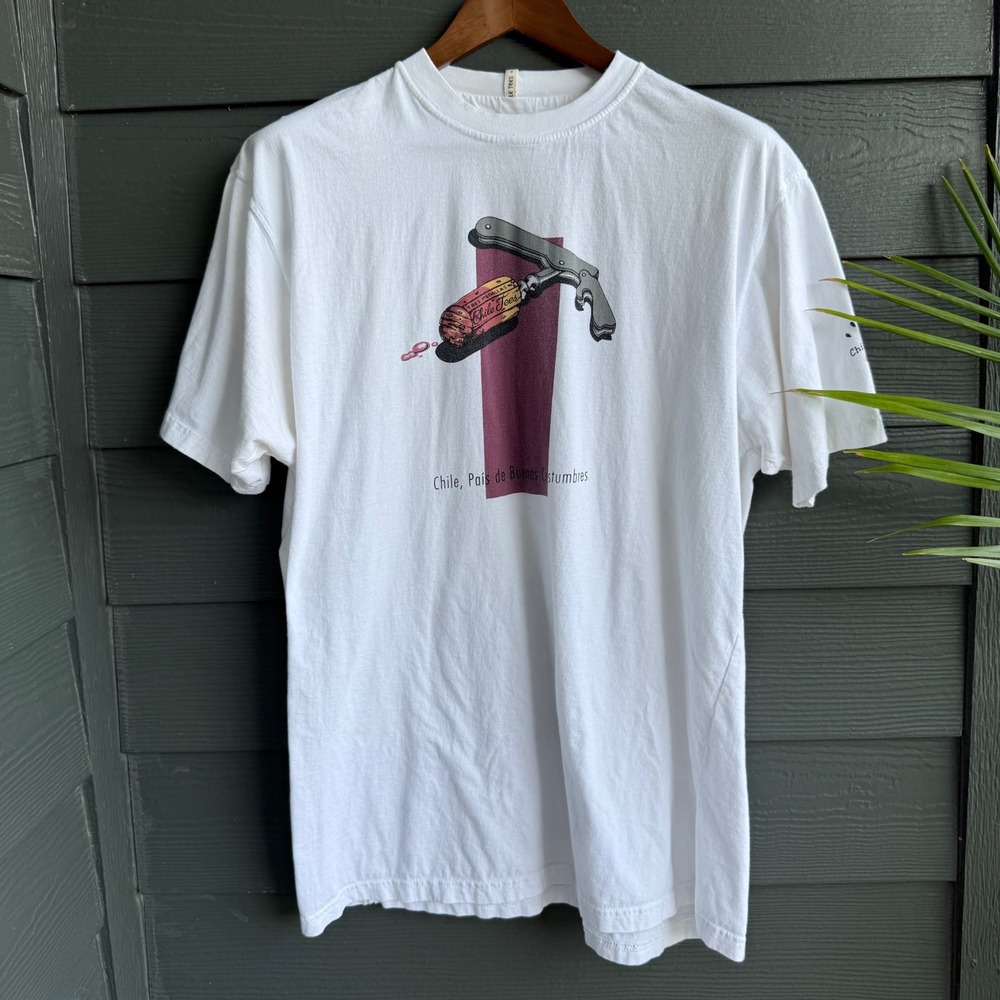 Chile Tees Wine Corkscrew Graphic T Shirt XXL 100% Cotton White - Picture 1 of 10